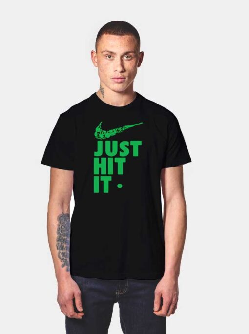 Weed Just Hit It Nike Logo Parody T Shirt